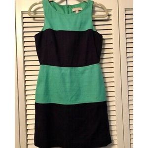 BANANA REPUBLIC Kelly Green Navy Striped Sheath Dress 4P